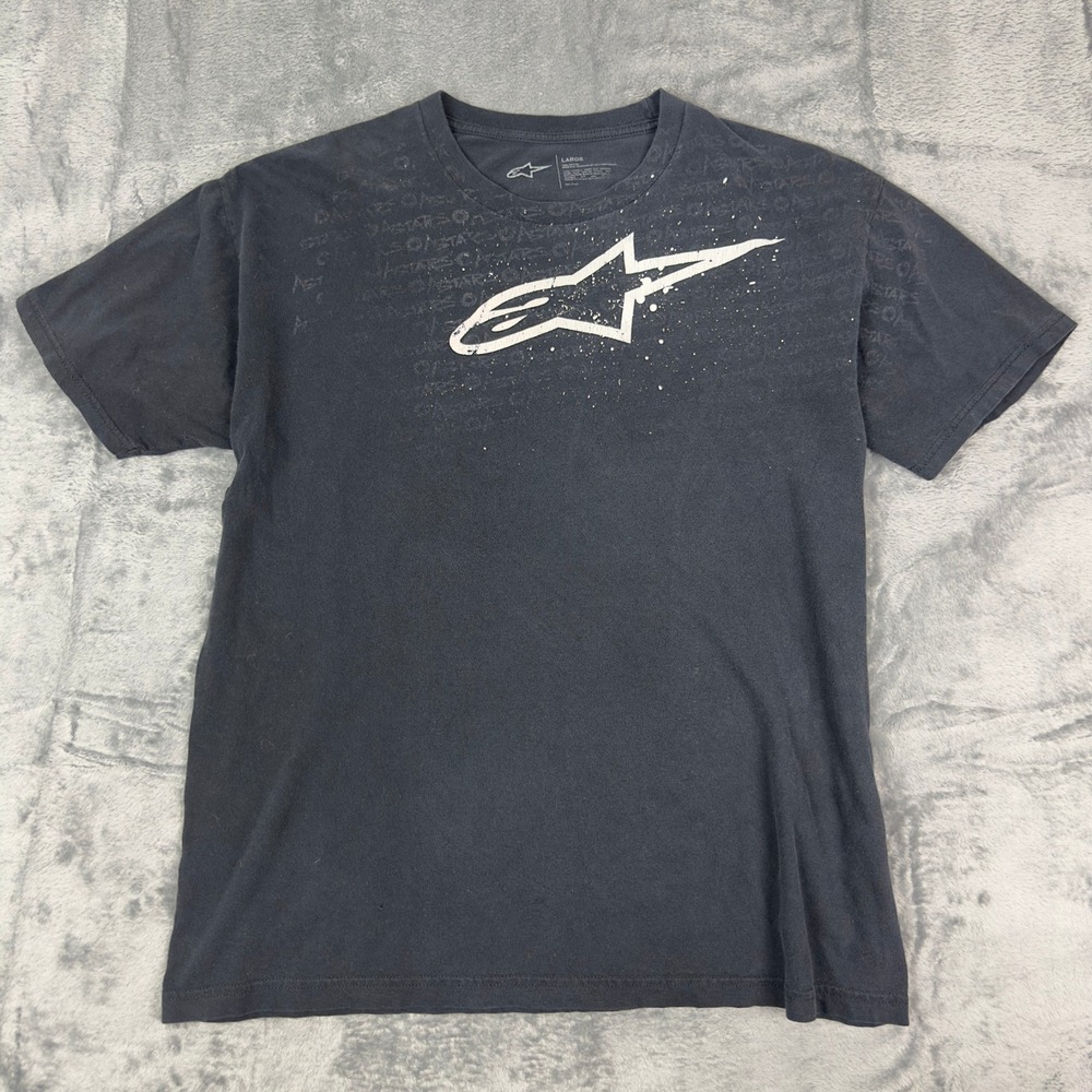 Alpinestars Mens Large Graphic T Shirt Short Sleeve Crew Neck Dark Gray Logo